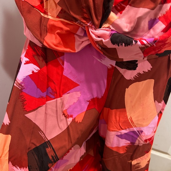 Vibrant Red Abstract Women's Jumpsuit - Picture 5 of 7